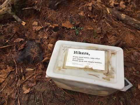A trail magic box from the Buckeye Trail Association