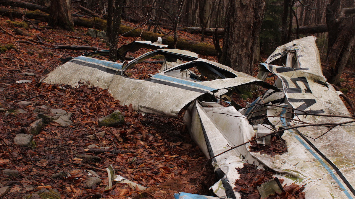 The wreckage of a small plane which crashed in 1973
