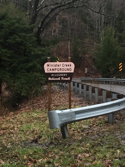 Minister Creek Campground sign