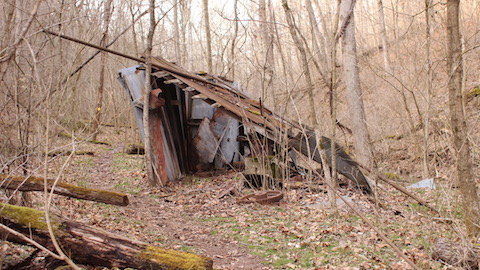 A collapsing shed which covered an old oil pump