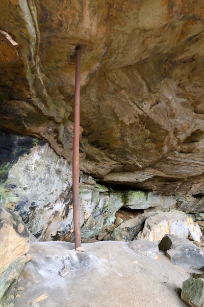 A pipe running through the cave at the end of The Gallery