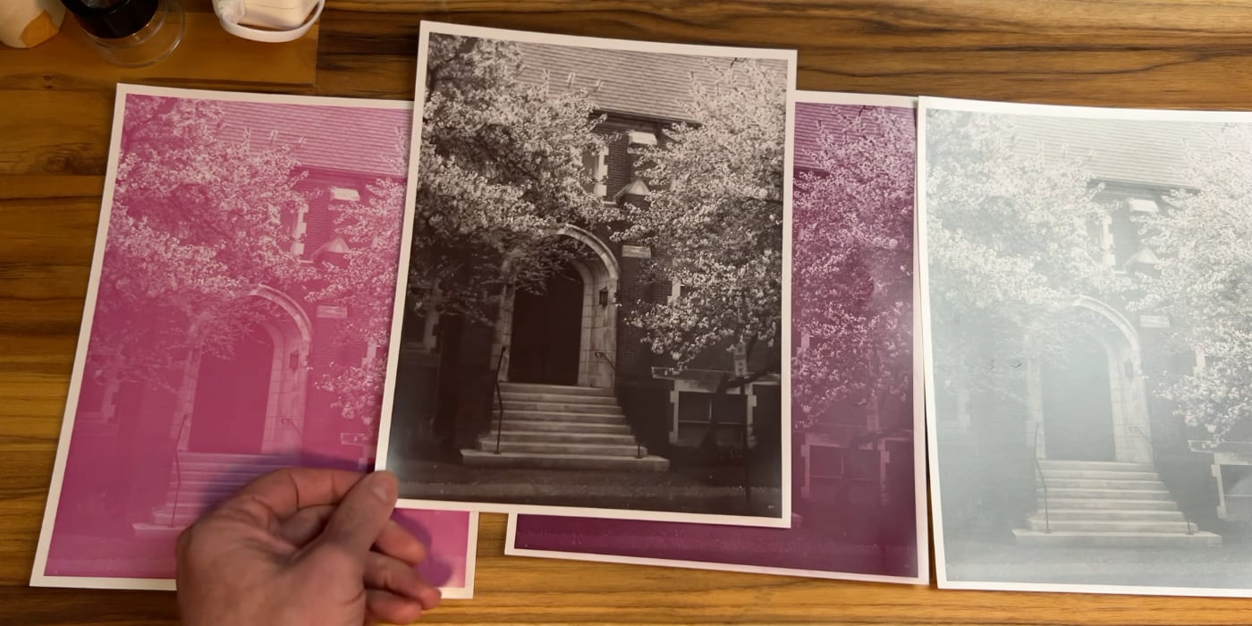 a bad photographer: color prints on black and white paper